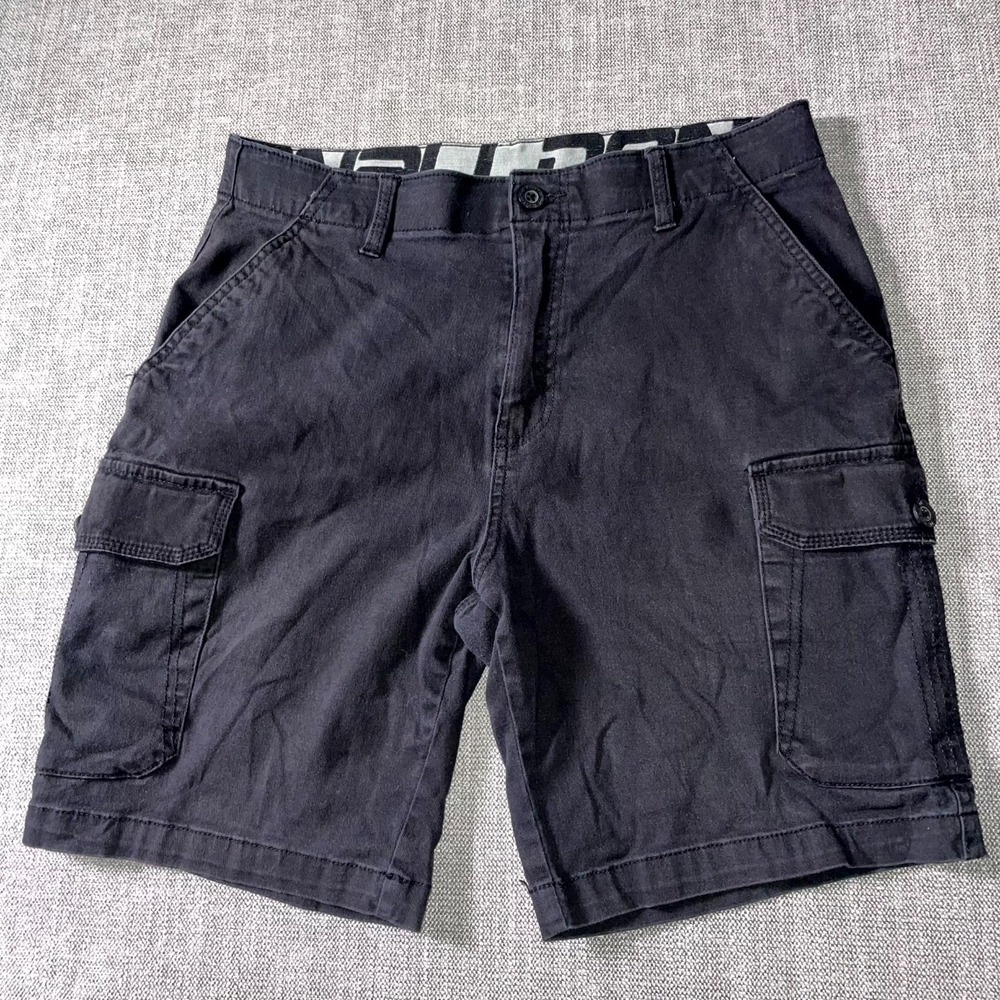 Mens Cargo Shorts 32 Black Denim‎ High Rise Dark Wash Utility Hiking Travel